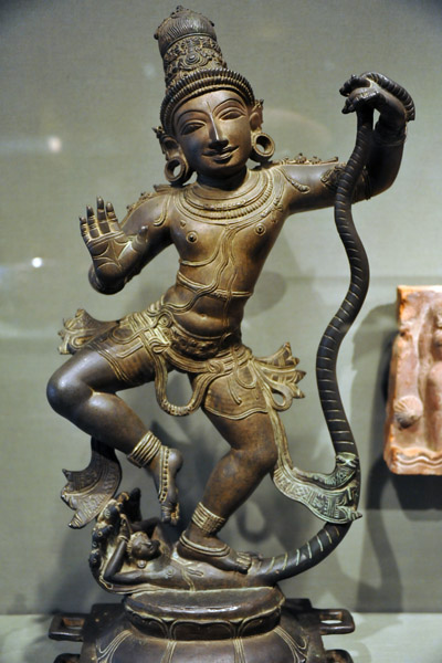 Krishna overcoming the serpent Kaliya, 1400-1500, Tamil Nadu