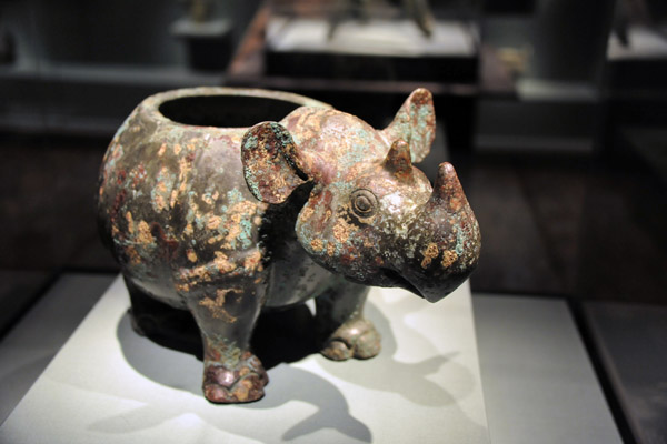Ritual vessel in the shape of a rhinoceros, Shang Dynasty, ca 1100-1050 BC