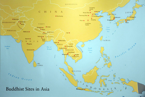 Map of important Buddhist sites in Asia