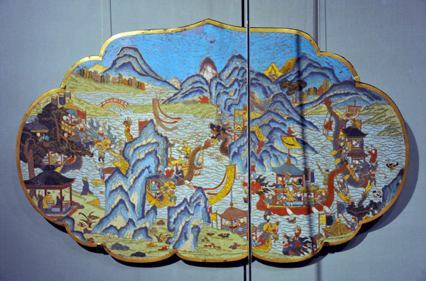 Plaque showing the Dragon Boat Festival, reign of the Qianlong emperor 1736-1795