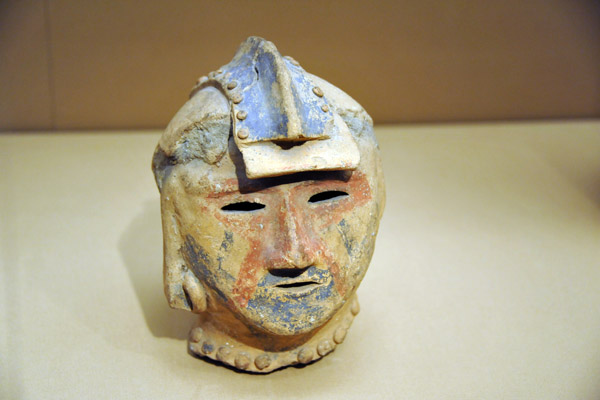Haniwa in the form of a warrior's head, Kofun period, 300-552