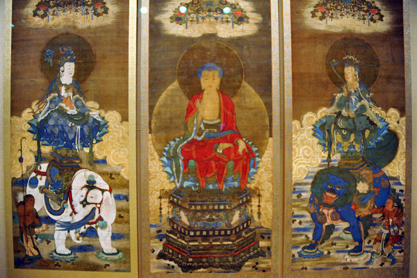 The bodhisattva Samantabhadra, the bodhisattva Manjushri - Buddha Shakyamuni, approx 1400-1500