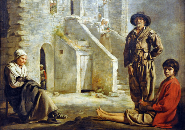 Peasants before their house, Louis Le Nain ca 1641