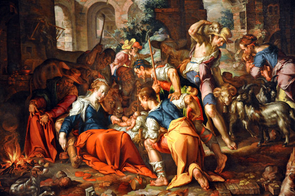 The Adoration of the Shepherds, Joachim Antonisz. Wtewael, Dutch ca 1598-1599