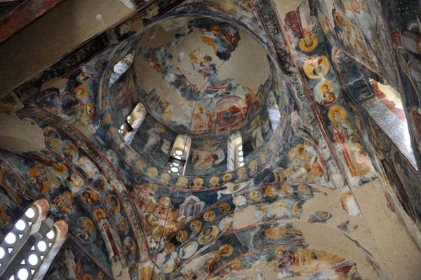 The splendid interior of King's Church with some of the best religious frescoes in Serbia