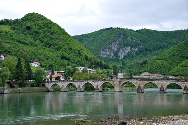 The Ottoman Bridge over the Drina from the road to Sarajevo opposite Višegrad