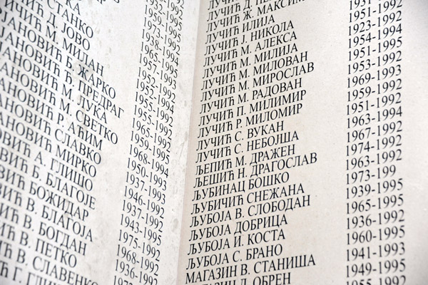 The names of 4,000 Serbian soldiers killed during the 1992-1995 war