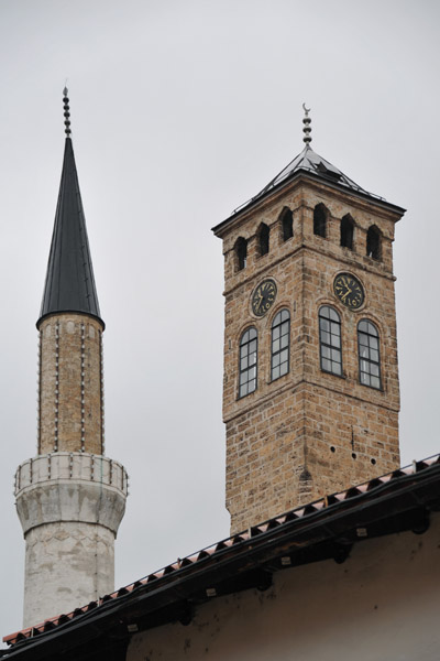 Minaret and Ottoman Clock Tower