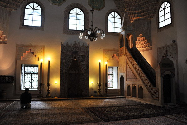 Restored interior of the Gazi Husev-beg Mosque, Sarajevo