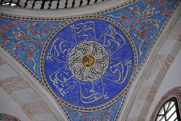 One of the four spandrels around the main dome, Gazi Husev-beg Mosque