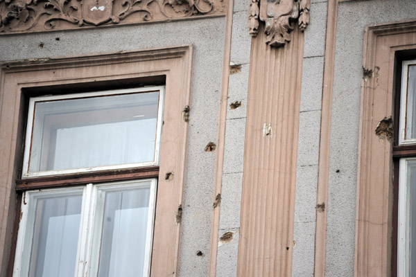 Bullet holes in the Sarajevo Officer's Club
