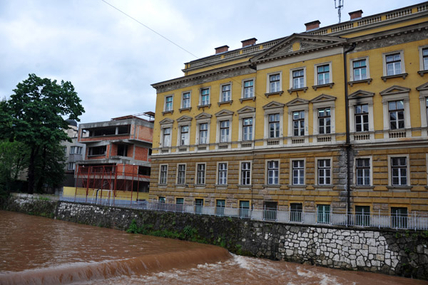 Many fine 19th Century buildings line the Miljacka River in Sarajevo