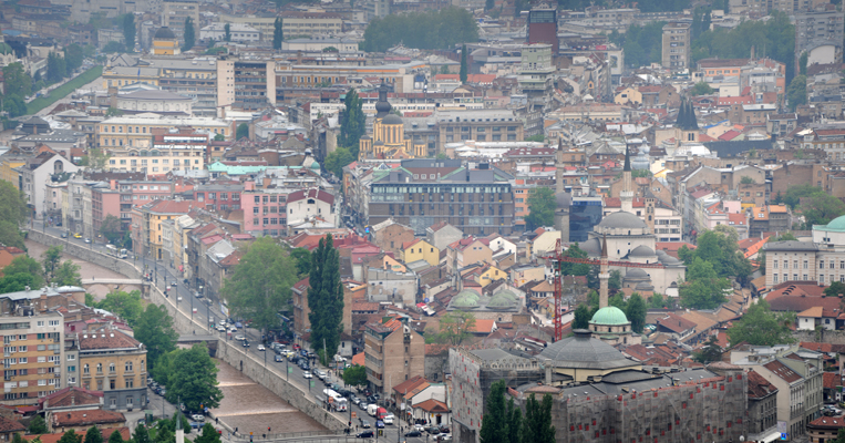 Sarajevo's downtown seen from the eastern hills