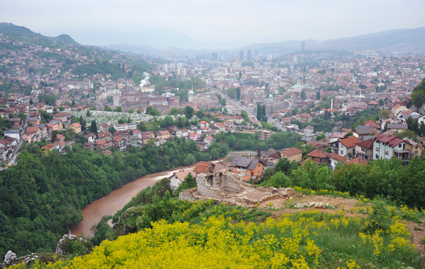 Sarajevo, set along the river in a narrow valley