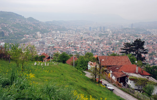 View of Sarajevo driving up the eastern hills