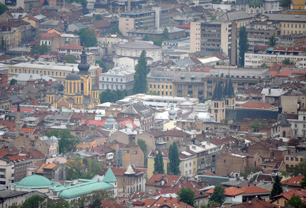 Sarajevo with the Roman Catholic and Orthodox Cathedrals