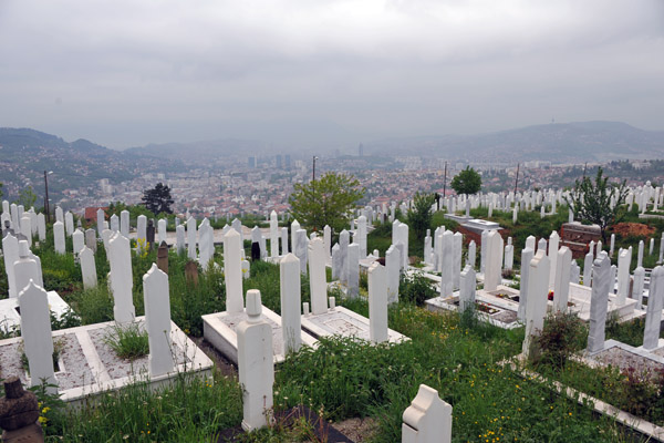 Cemetery on Zmajevac Hill overlooking the city of Sarajevo
