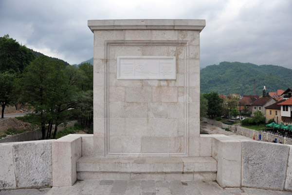 Ottoman monument at the center of the Old Stone Bridge, Konjic