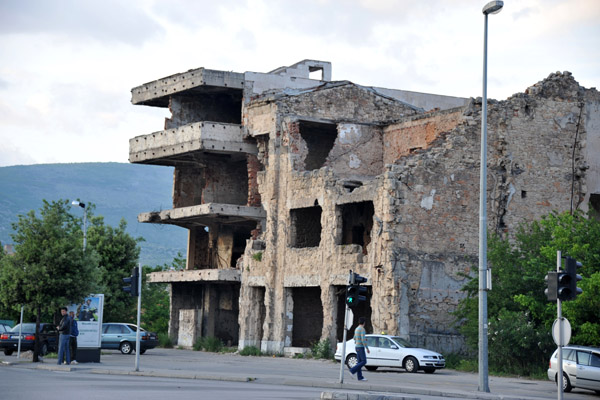 War damage in Mostar from the 1992-1993 siege