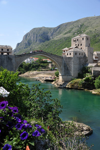 Stari Most with spring flowers