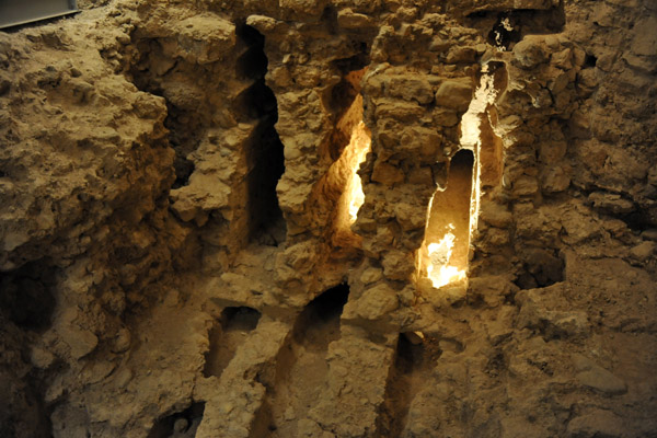 Slots carved for the supports of the wooden bridge that predated the 16th Century Old Bridge