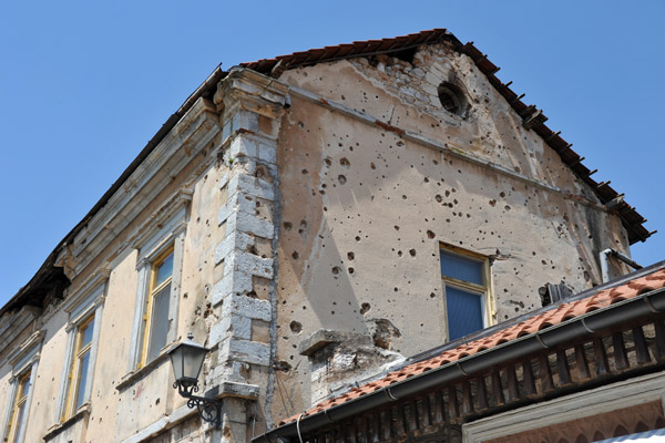 Bullet holes in a west bank building, Mostar