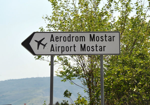 Sign for Mostar Airport