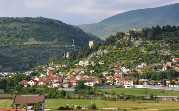 View of the town of Stolac with its hilltop fortifications