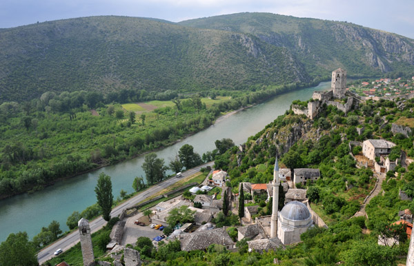 View of Počitelj and the river Neretva from the southern fortifications
