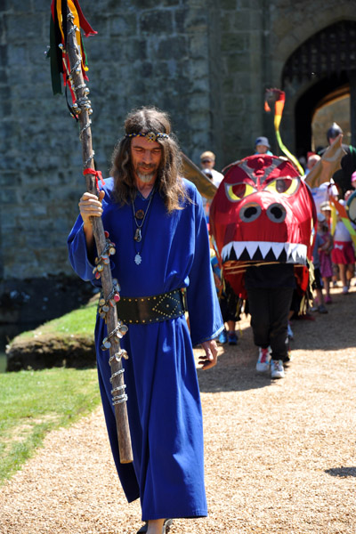 Merlin? leading a dragon, Bodiam Castle