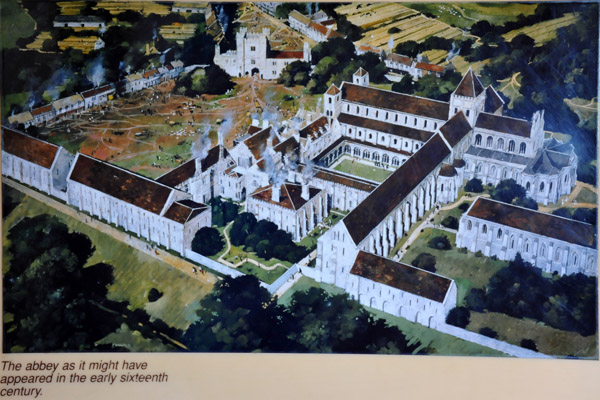 Artist's impression of Battle Abbey in the early 16th C.
