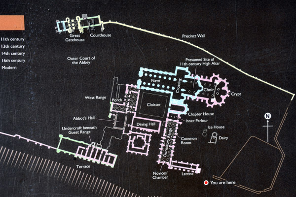 Map of the buildings of Battle Abbey