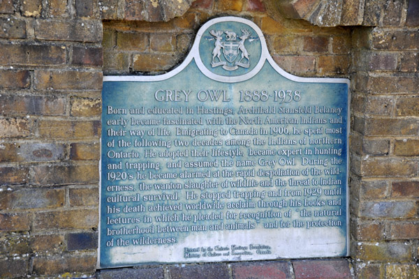 Plaque for Grey Owl (1888-1938), an Englishman who west native in northern Ontario
