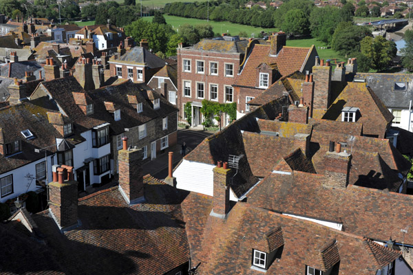 View of the rooftops of Rye from St Mary's Church