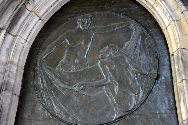 Bronze doors of Utrecht Cathedral - Clothing the Naked