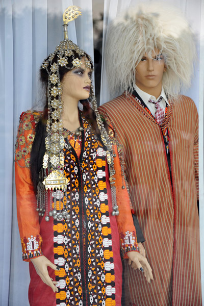 A shop window with traditional clothing