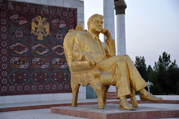 Famous as the only seated statue of Turkmenbashi in Turkmenistan