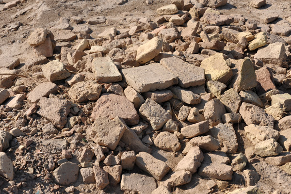 Remains of ancient bricks at an excavation site inside the Giaur Kala