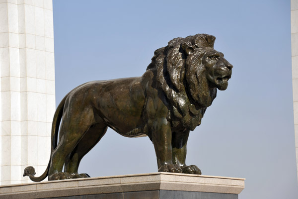 Lion in front of the National Library, Ashgabat