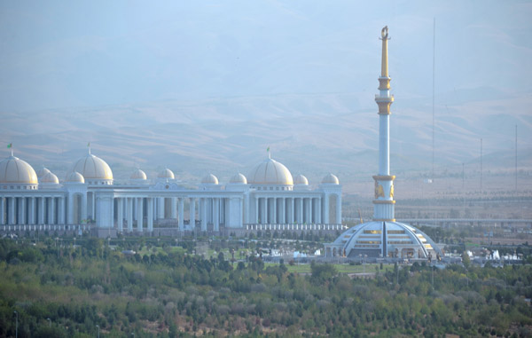 Turkmenistan Independence Monument and National Cultural Center from Paytagt Tower