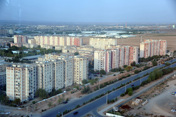 The older Soviet-era apartment blocks of Ashgabat's pre-marble days