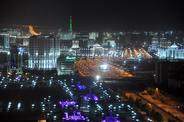 New district of Ashgabat at night