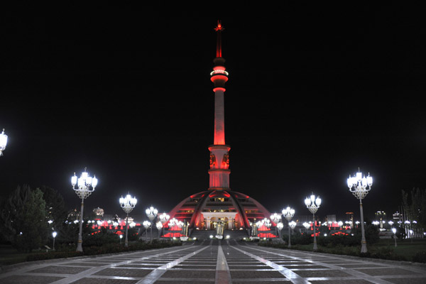Ashgabat Independence Monument at night