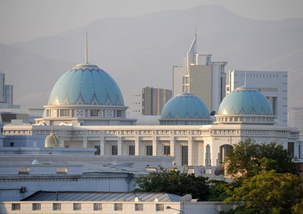 Blue domes of Ruyet Palace, Ashgabat