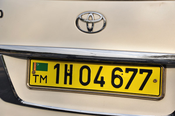 Turkmenistan license plate (yellow)
