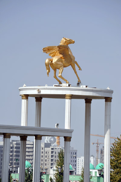 Golden pegasus in front of the National Museum