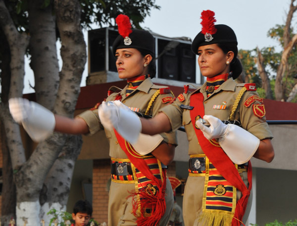 Quick march by female members of the India Border Security Force