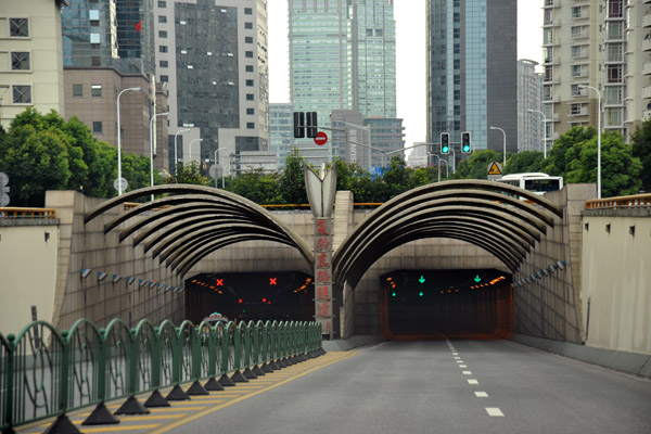 Road tunnel beneath the Huangpu River connecting Pudong to Shanghai