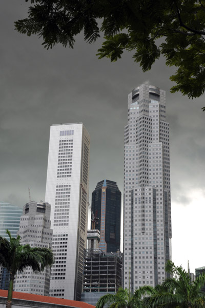 Singapore Skyline looking Black and White