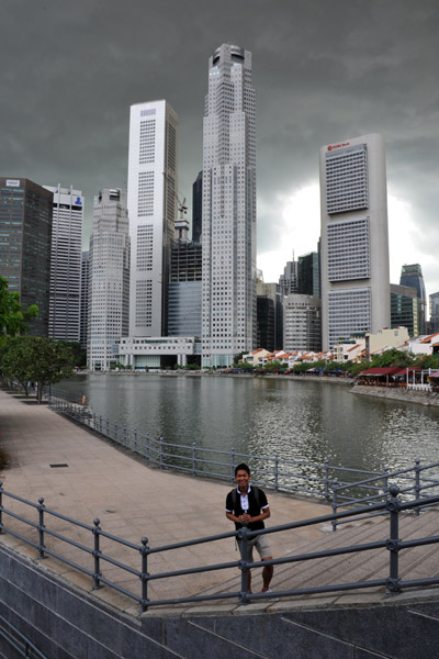 Singapore skyline looking rather monochromatic
